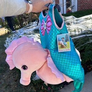 Mermaid Riding Seahorse Plush 3D Child Halloween Costume Sz 3T Pretend Play NWT